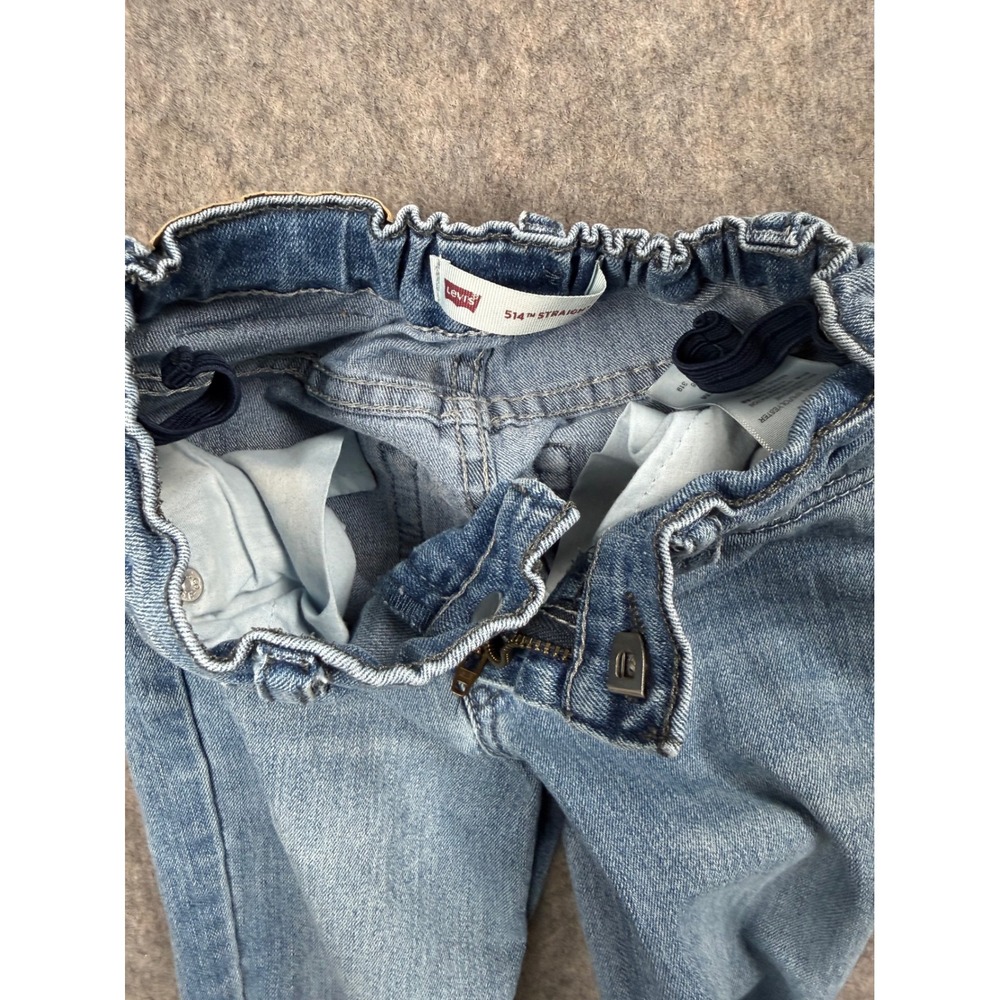 Levis 514 Straight Leg Jeans Kids Size 7 Regular Light Wash Adjustable Waist - Picture 5 of 7